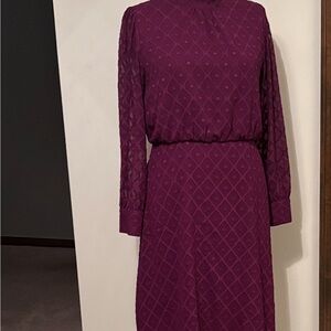 Ann Taylor Rich Purple Long Sleeve Dress
